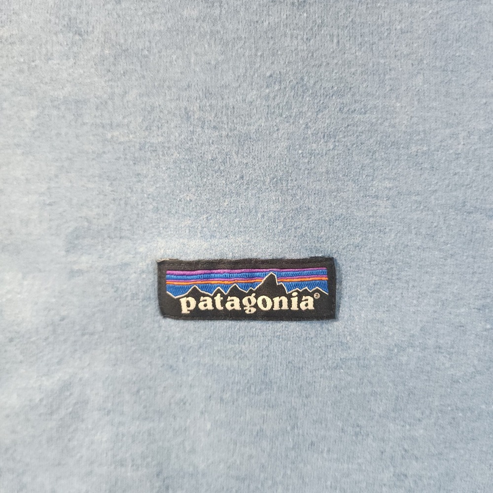 Patagonia Mens Organic Cotton Crewneck Sweatshirt Light Blue Size M P-6 Logo - Picture 3 of 8